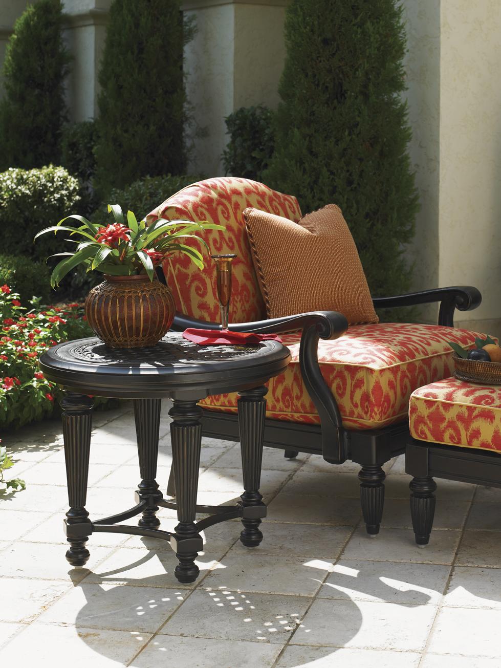 Tommy Bahama Outdoor Living Kingstown Sedona Round End Table with Woven